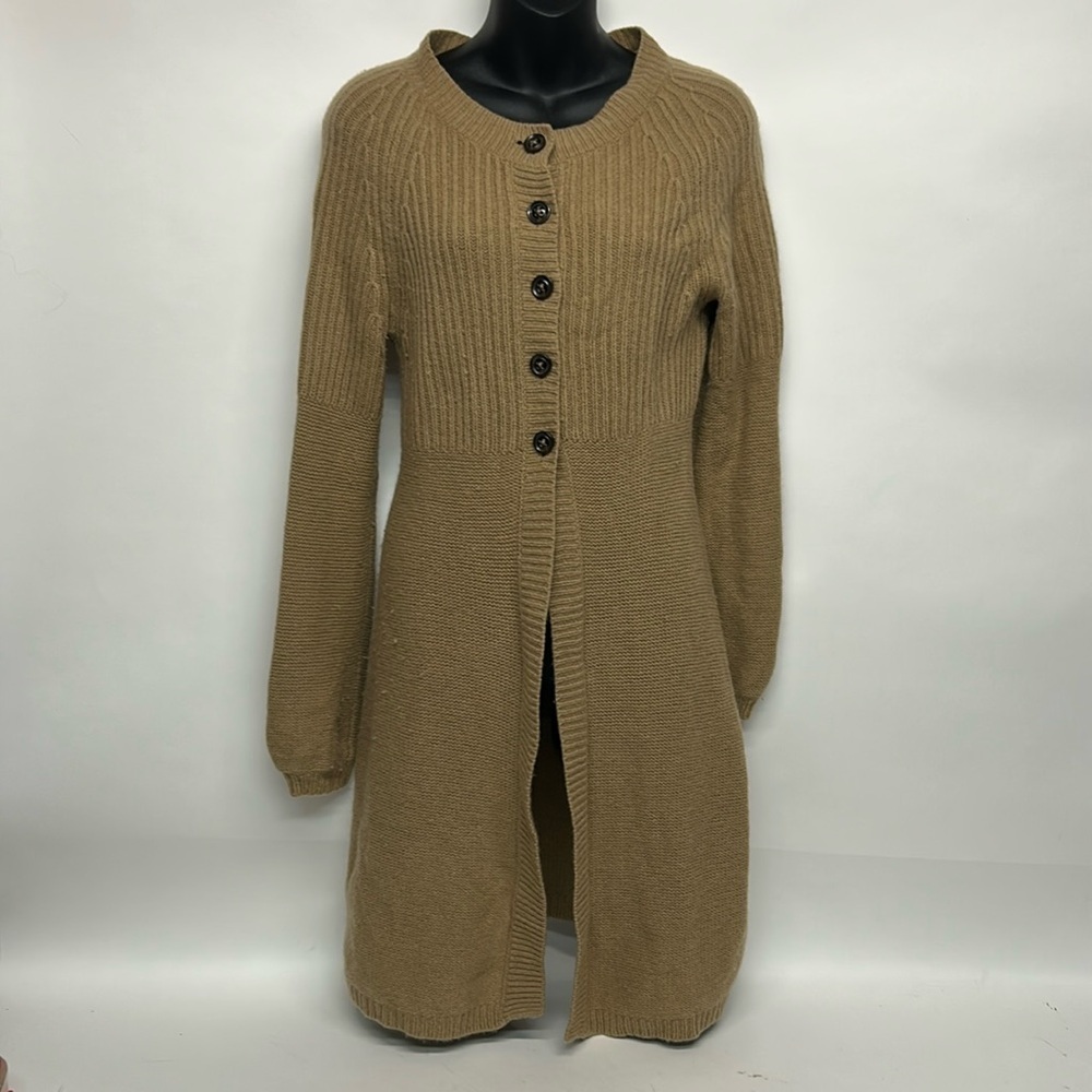 As is Boden long brown cardigan button up 100% size 6